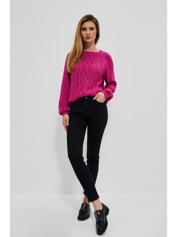 Moodo Úzke džínsy zapínané na gombík a zips čierne Moodo