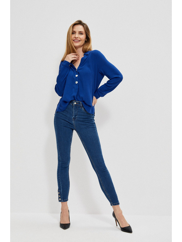 Moodo Úzke džínsy s ozdobnými gombíkmi Moodo