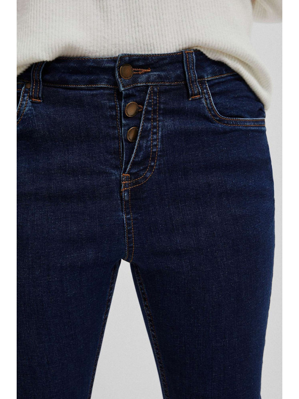 Moodo Džínsy push up zapínané na gombíky tmavé modré Moodo