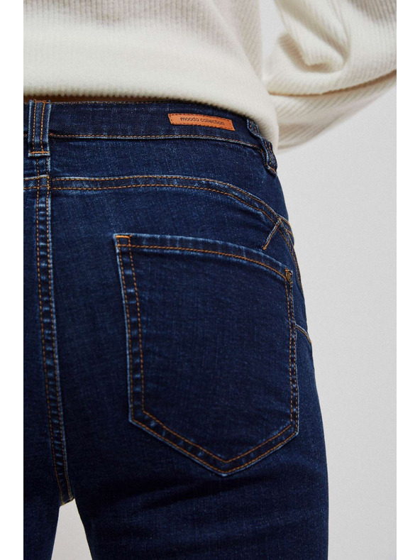 Moodo Džínsy push up zapínané na gombíky tmavé modré Moodo