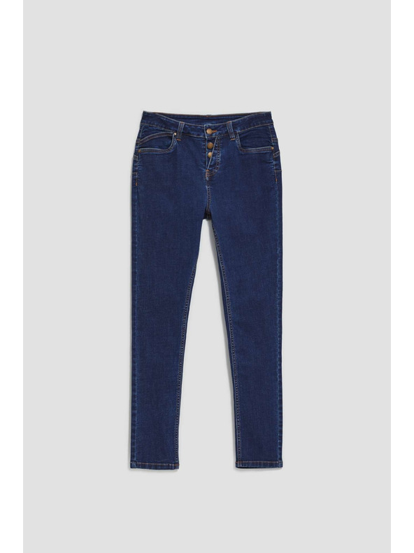 Moodo Džínsy push up zapínané na gombíky tmavé modré Moodo