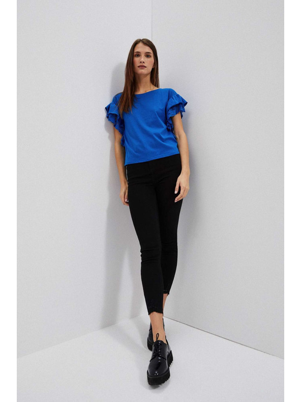 Moodo Priľnavé džínsy s trhaným lemom Moodo