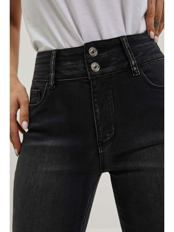 Moodo Skinny džínsy s dvojitým gombíkom grafitové Moodo