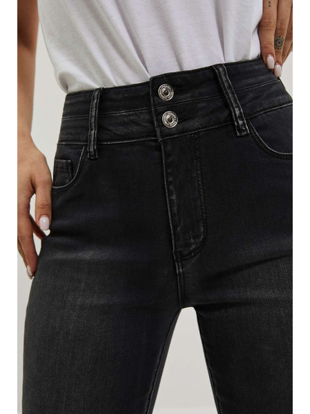 Moodo Skinny džínsy s dvojitým gombíkom grafitové Moodo
