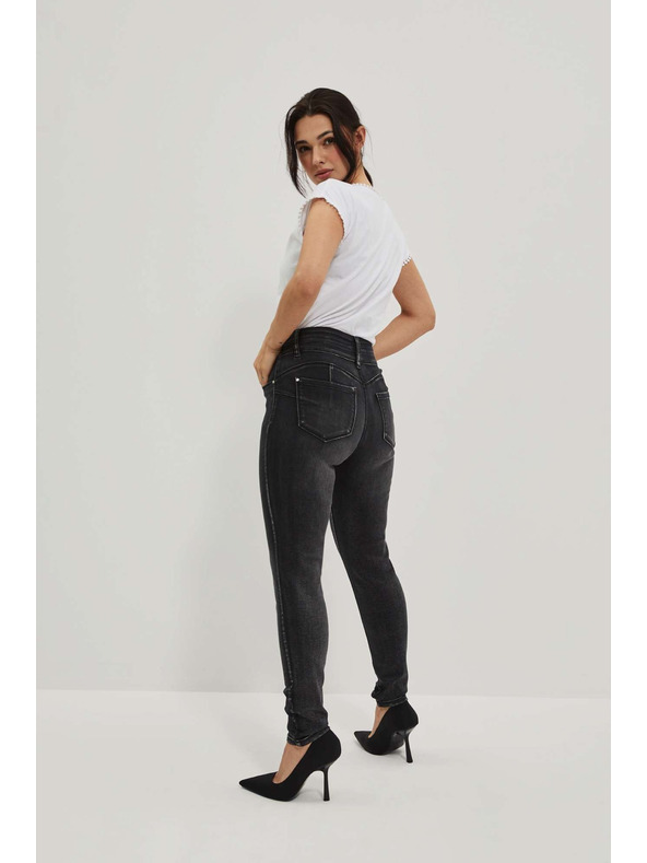 Moodo Skinny džínsy s dvojitým gombíkom grafitové Moodo
