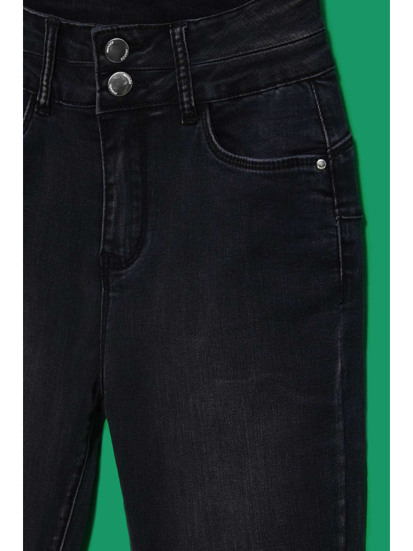 Moodo Skinny džínsy s dvojitým gombíkom grafitové Moodo