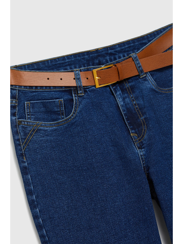 Moodo Tmavo modré džínsy s opaskom Moodo