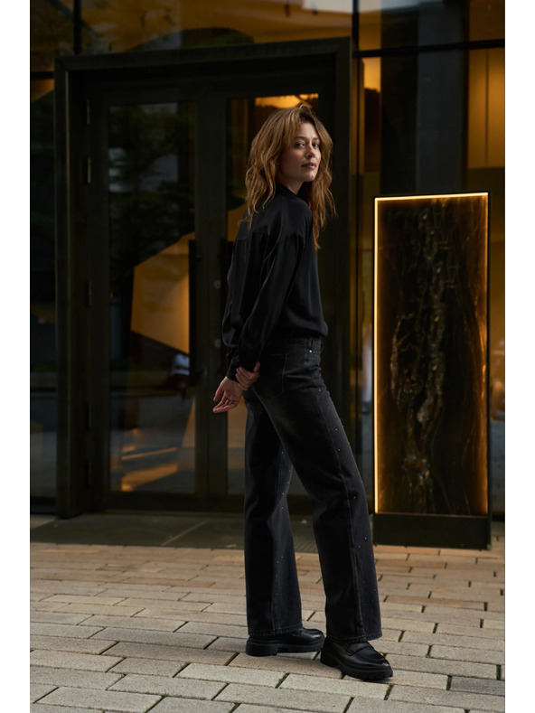 Moodo Grafitové džínsy s kamienkami Moodo