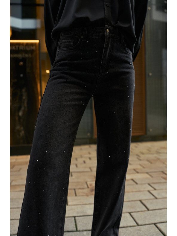 Moodo Grafitové džínsy s kamienkami Moodo