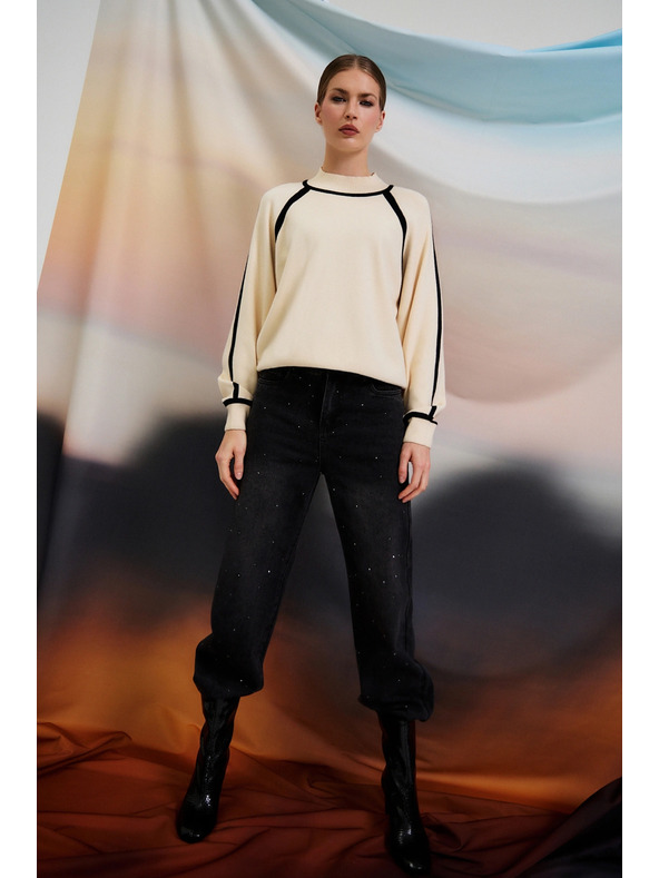 Moodo Grafitové džínsy s kamienkami Moodo