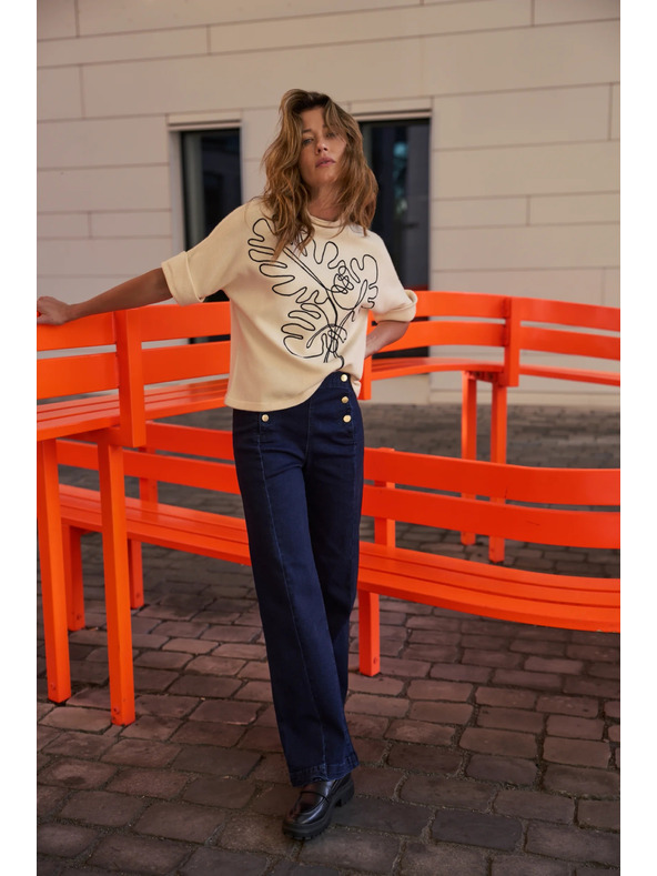 Moodo Tmavé modré džínsy wide leg Moodo