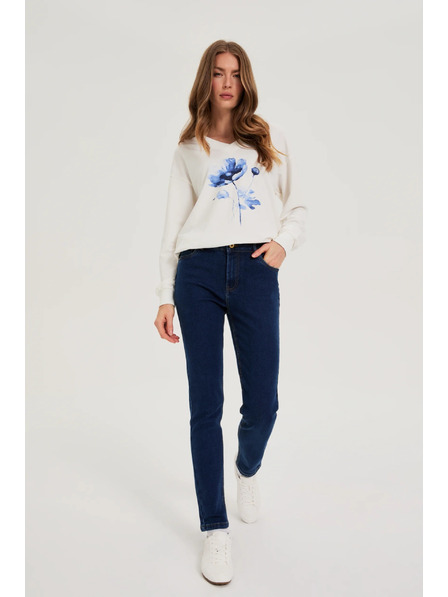 Moodo Tmavé modré džínsy s rovnými nohavicami Moodo