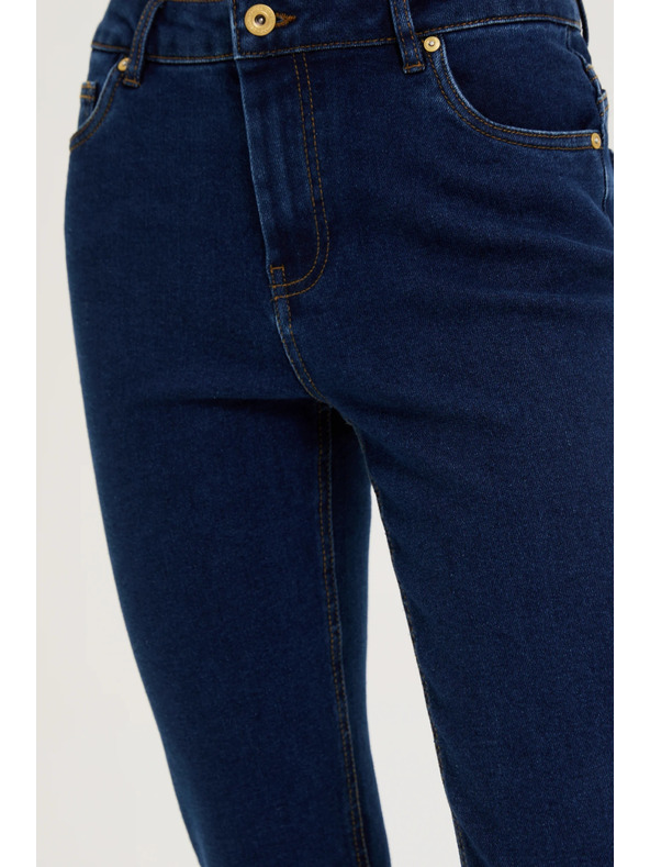 Moodo Tmavé modré džínsy s rovnými nohavicami Moodo