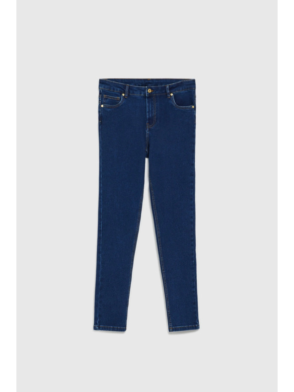 Moodo Tmavé modré džínsy s rovnými nohavicami Moodo