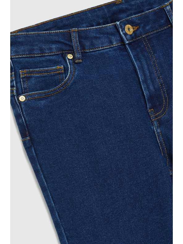 Moodo Tmavé modré džínsy s rovnými nohavicami Moodo