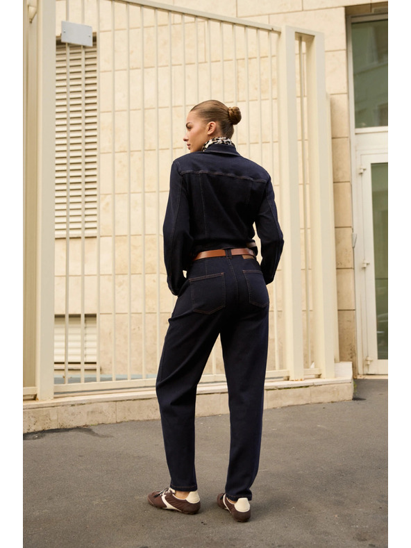 Moodo Tmavé modré džínsy s opaskom Moodo