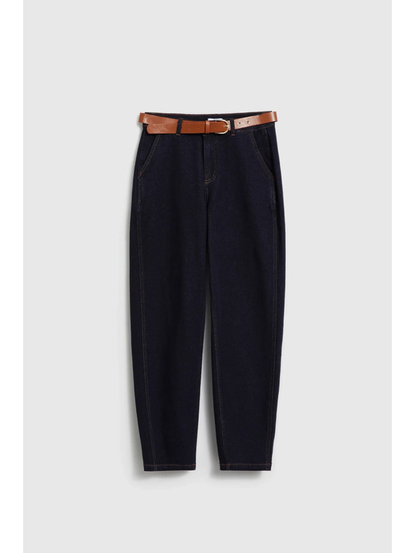 Moodo Tmavé modré džínsy s opaskom Moodo