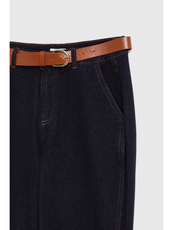 Moodo Tmavé modré džínsy s opaskom Moodo