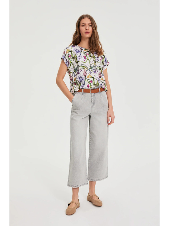 Moodo Džínsy so širokými nohavicami sivé Moodo