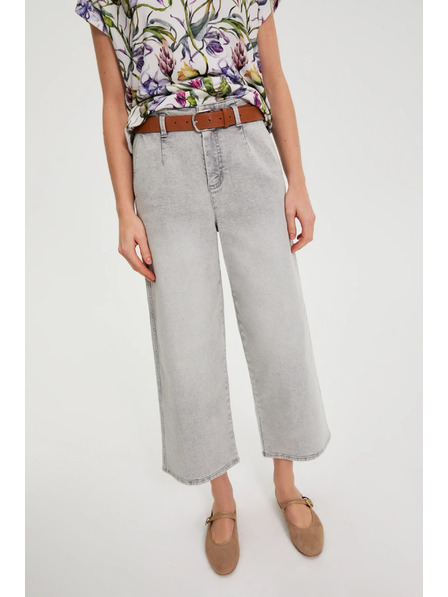 Moodo Džínsy so širokými nohavicami sivé Moodo