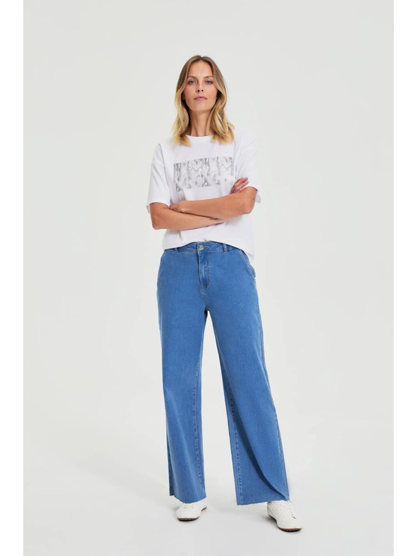 Moodo Džínsy so širokými nohavicami modré Moodo