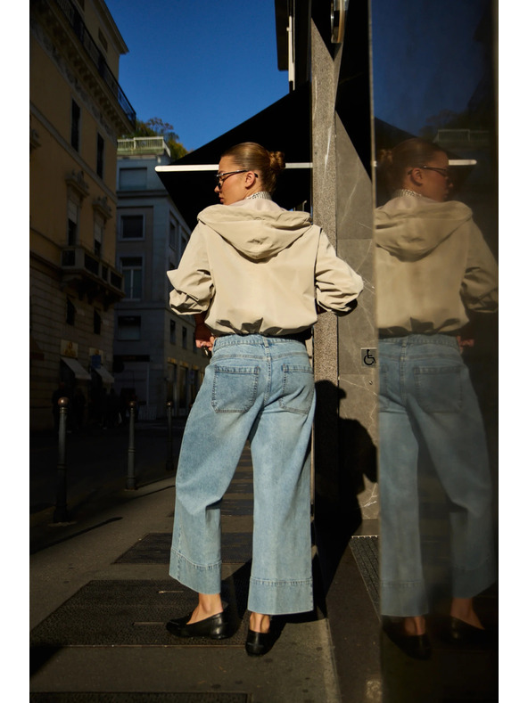 Moodo Džínsy so širokými nohavicami svetlomodré Moodo