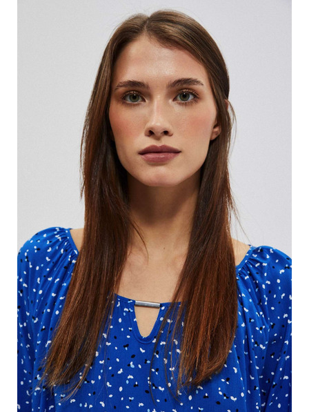 Moodo Vzorovaná košeľa s lodičkovým výstrihom modrá Moodo