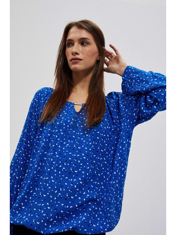 Moodo Vzorovaná košeľa s lodičkovým výstrihom modrá Moodo