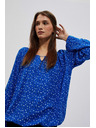 Moodo Vzorovaná košeľa s lodičkovým výstrihom modrá Moodo