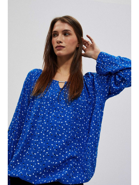 Moodo Vzorovaná košeľa s lodičkovým výstrihom modrá Moodo