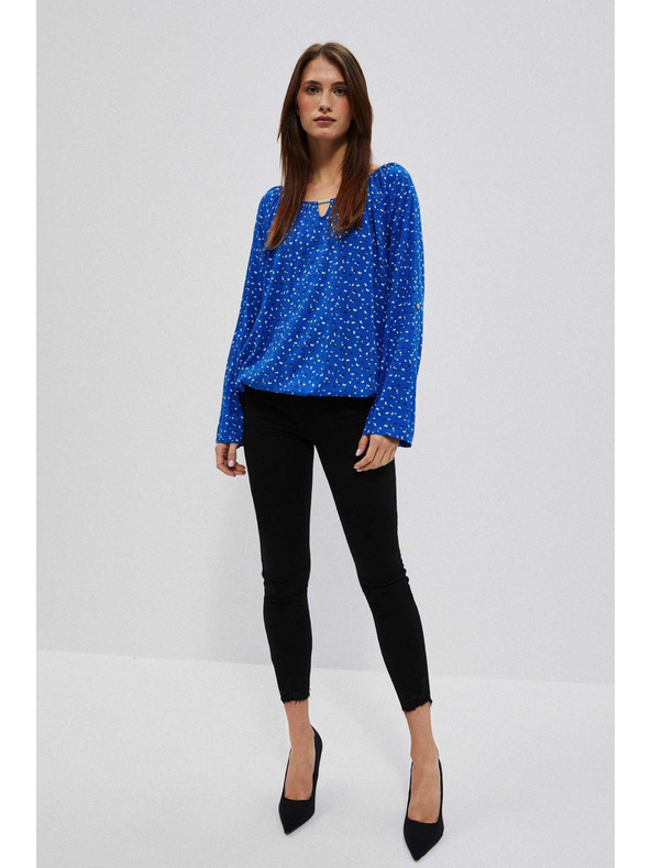 Moodo Vzorovaná košeľa s lodičkovým výstrihom modrá Moodo