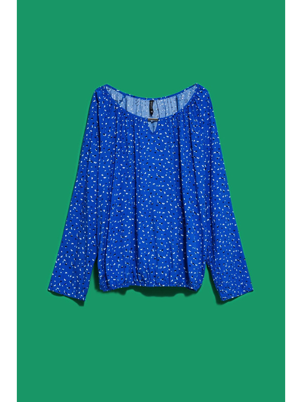 Moodo Vzorovaná košeľa s lodičkovým výstrihom modrá Moodo