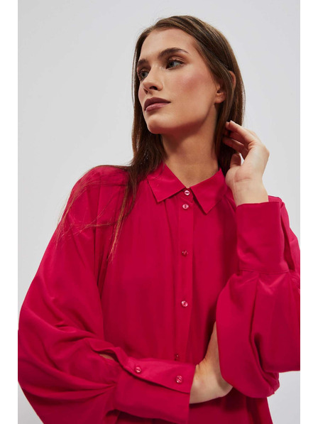 Moodo Červená košeľa s naberanými rukávmi Moodo