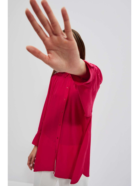 Moodo Červená košeľa s naberanými rukávmi Moodo