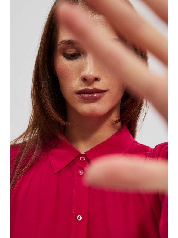 Moodo Červená košeľa s naberanými rukávmi Moodo