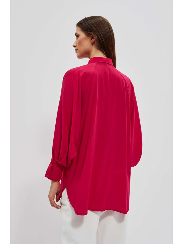 Moodo Červená košeľa s naberanými rukávmi Moodo