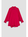 Moodo Červená košeľa s naberanými rukávmi Moodo