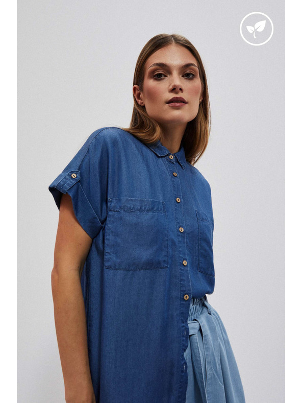 Moodo Tmavomodrá lyocelová košeľa Moodo