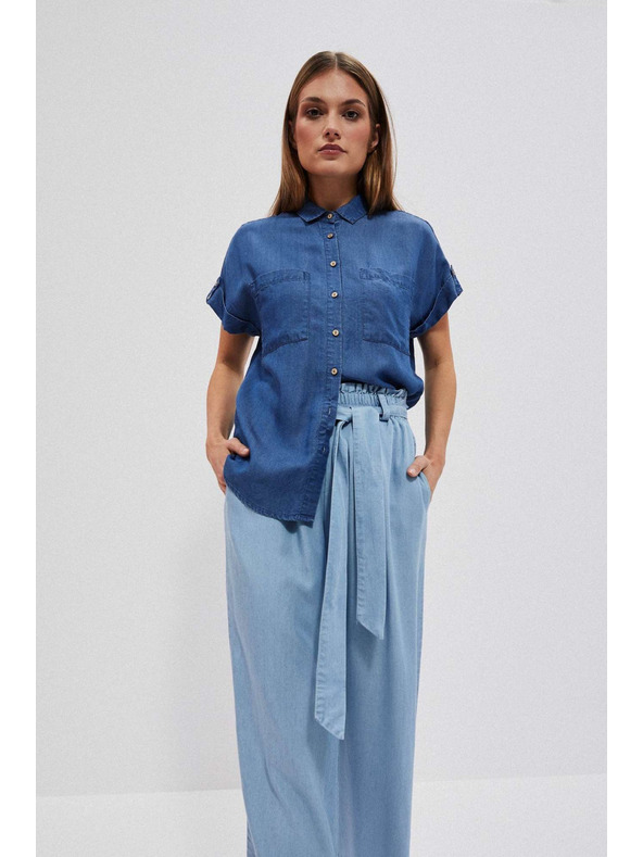 Moodo Tmavomodrá lyocelová košeľa Moodo