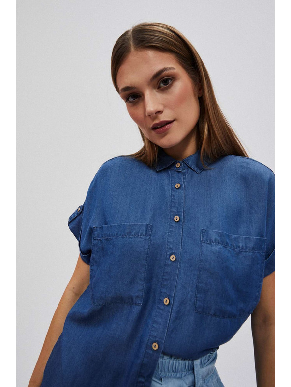 Moodo Tmavomodrá lyocelová košeľa Moodo