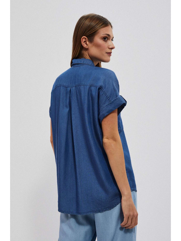 Moodo Tmavomodrá lyocelová košeľa Moodo