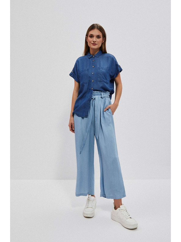 Moodo Tmavomodrá lyocelová košeľa Moodo