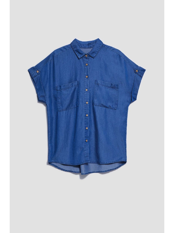 Moodo Tmavomodrá lyocelová košeľa Moodo