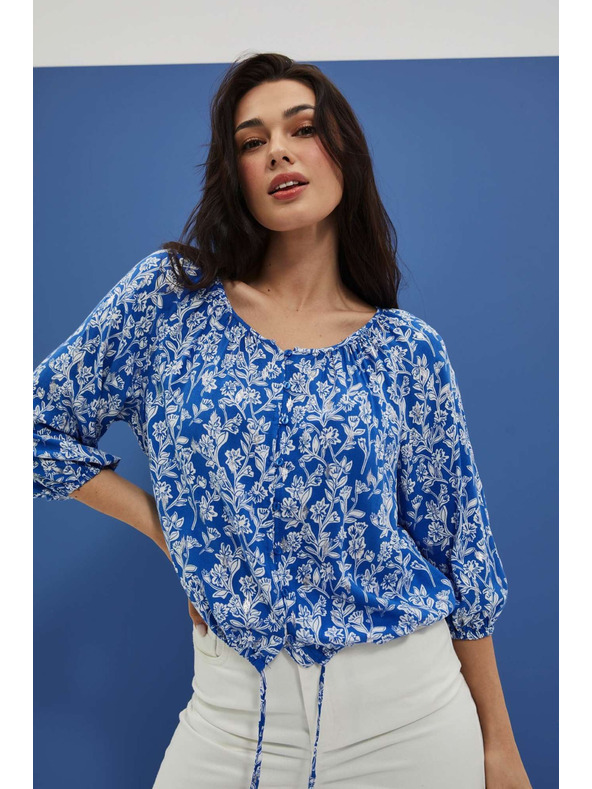 Moodo Vzorovaná košeľa zapínaná na gombíky modrá Moodo