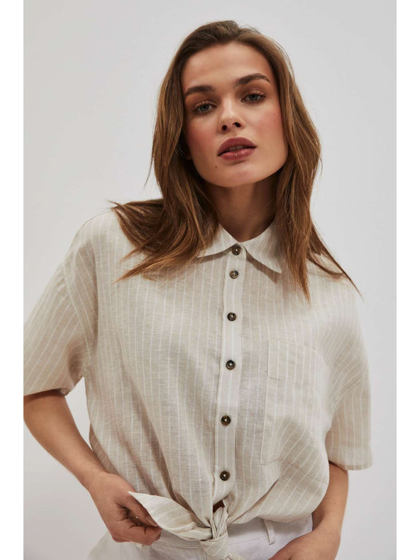 Moodo Ľanová košeľa so zaväzovaním Moodo