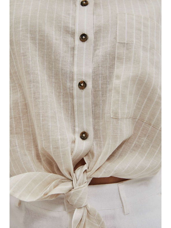 Moodo Ľanová košeľa so zaväzovaním Moodo