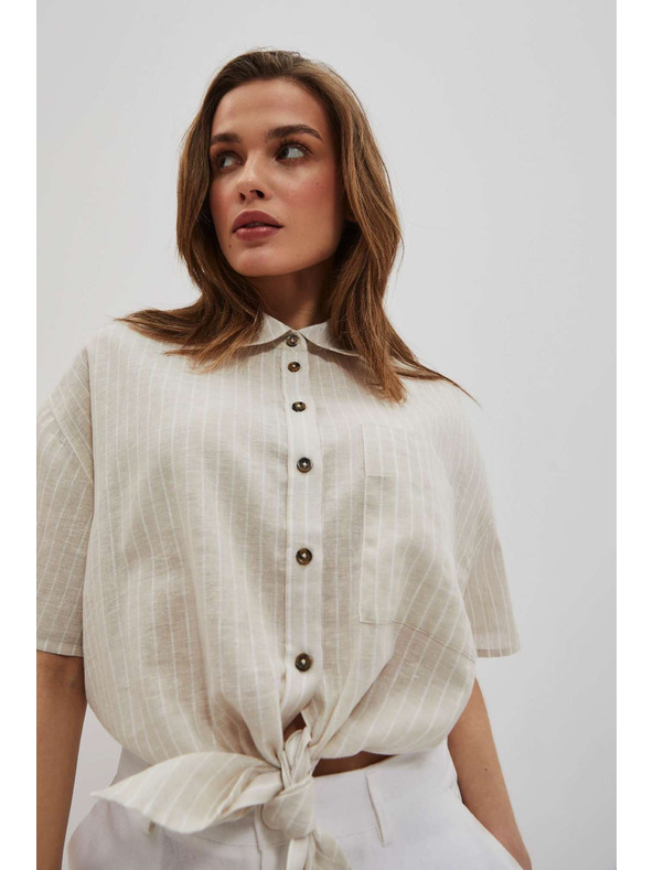 Moodo Ľanová košeľa so zaväzovaním Moodo