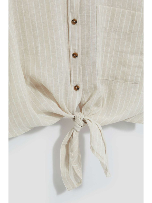 Moodo Ľanová košeľa so zaväzovaním Moodo