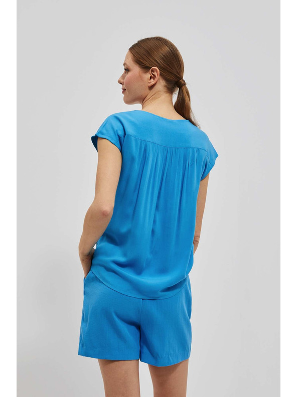 Moodo Azúrové košeľové tričko so zaviazaním Moodo