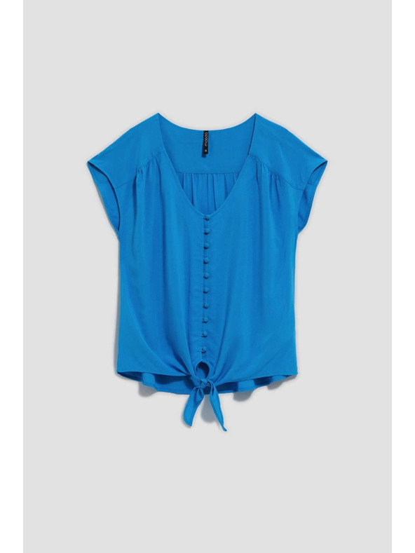 Moodo Azúrové košeľové tričko so zaviazaním Moodo